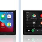 7-inch portable screen showing Apple CarPlay and Android Auto interfaces