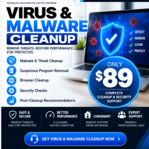 Virus & Malware Cleanup – $89