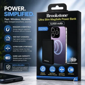 Brookstone Ultra-Slim 5000mAh Magnetic Power Bank – Black