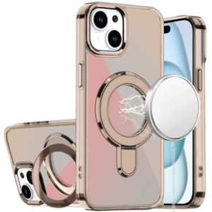iPhone 17 Shiny Chrome Magnetic Kickstand Case – Gold