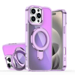 iPhone 17 Shiny Chrome Magnetic Kickstand Case – Purple
