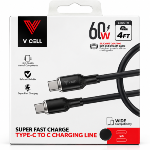 V Cell 4ft 60W USB-C to USB-C Fast Charging Cable