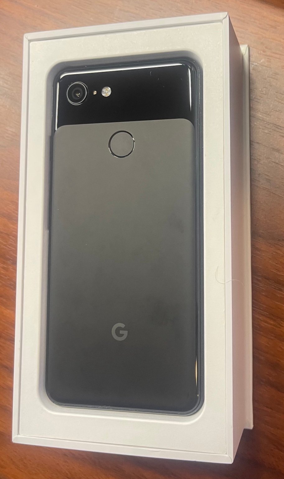 Actual Google Pixel 3 Just Black rear view in its original box