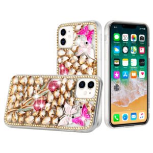 iPhone 17 Butterfly Flower Diamond Case – Gold