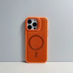 iPhone 17 Pro Max Leather MagSafe Camera-Stand Case – Orange
