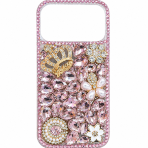 iPhone 17 Pro Max Crown Pearl Diamond Case – Pink