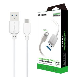 Esoulk 5ft USB-C Fast Charging Cable – White
