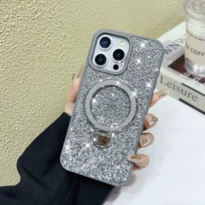 iPhone 17 Crushed Diamond Kickstand Case – Grey