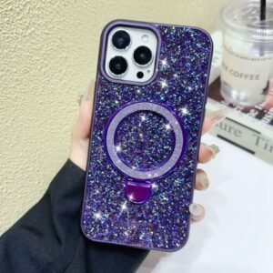 iPhone 17 Crushed Diamond Kickstand Case – Purple
